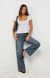 Your Favorite Bonnie Short Sleeve Button Front Babydoll Top