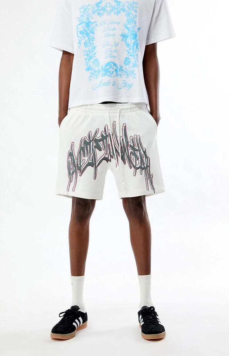 Pacsun Handstyles Rhinestone Fleece Sweat Shorts