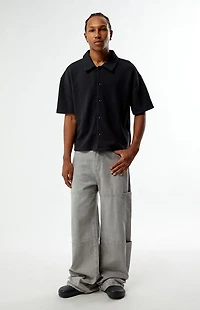 Pacsun Black Stone Solid Textured Camp Shirt