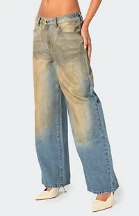 Edikted Muddy Washed Low Rise Jeans
