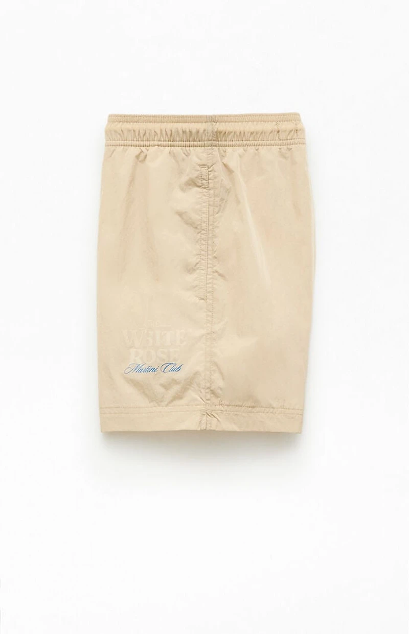 Pacsun White Rose 4.5" Volley Swim Trunks