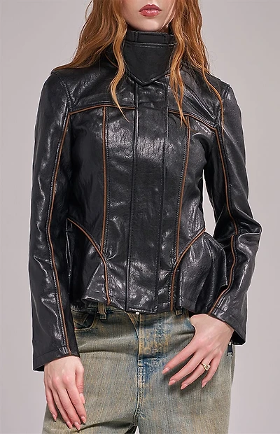 AZALEA WANG Ally Black Moto Jacket