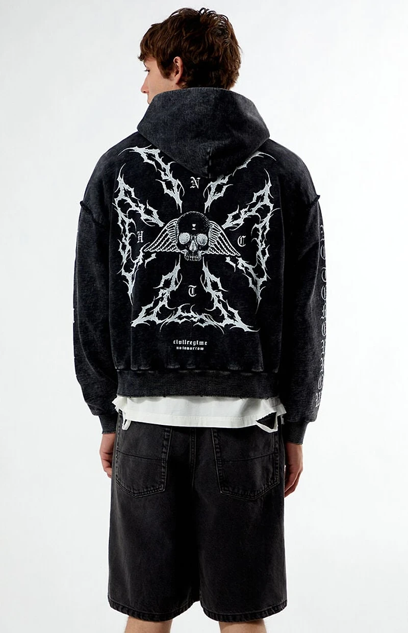 No Tomorrow x Civil Active Iron Skull Full Zip Cropped Hoodie