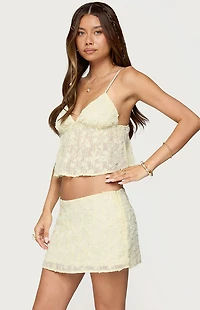 Edikted Leora Textured Floral Babydoll Top