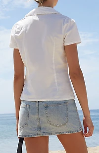 John Galt White Teagan Collared Top