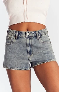 Pacsun Dark Indigo Zip Fly High Waisted Denim Festival Shorts