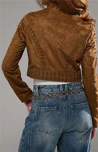 AZALEA WANG Silza Brown Moto Jacket