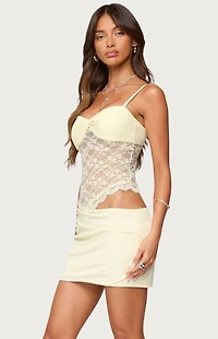 Edikted Sheer Lacey Asymmetric Mini Dress