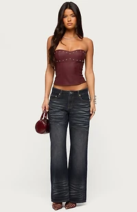 Edikted Izara Studded Faux Leather Corset