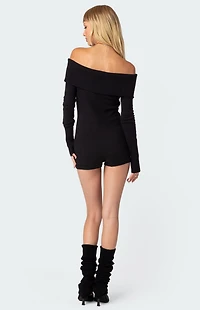 Edikted Pandorah Off Shoulder Knitted Romper
