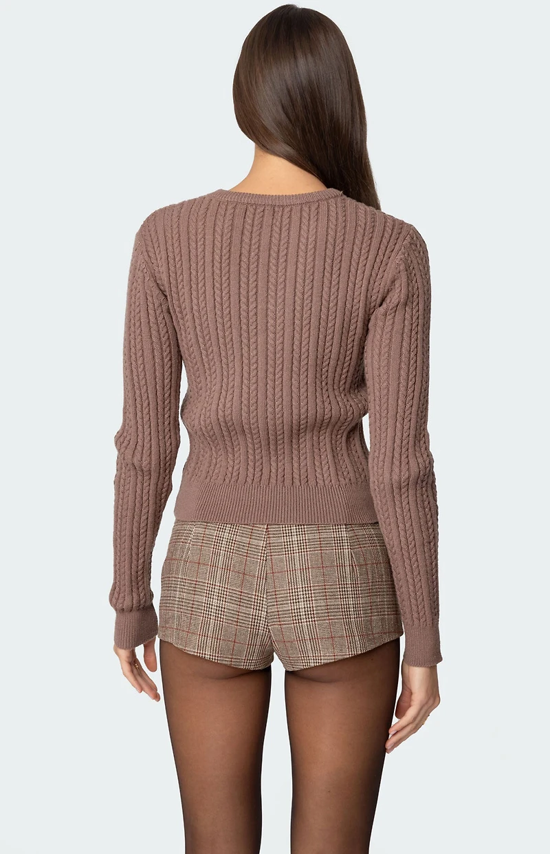 Edikted Beverly Bow Cable Knit Sweater