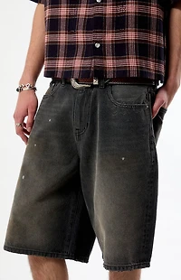 FORD Dirty Black Wash Baggy Jean Shorts