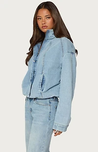 Edikted Jaysi High Neck Denim Bomber Jacket