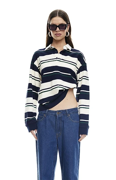 LIONESS Striped Preppy Jersey Long Sleeve Top