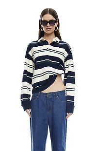 LIONESS Striped Preppy Jersey Long Sleeve Top