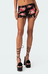 Edikted Portofino Printed Sheer Lace Mini Skirt