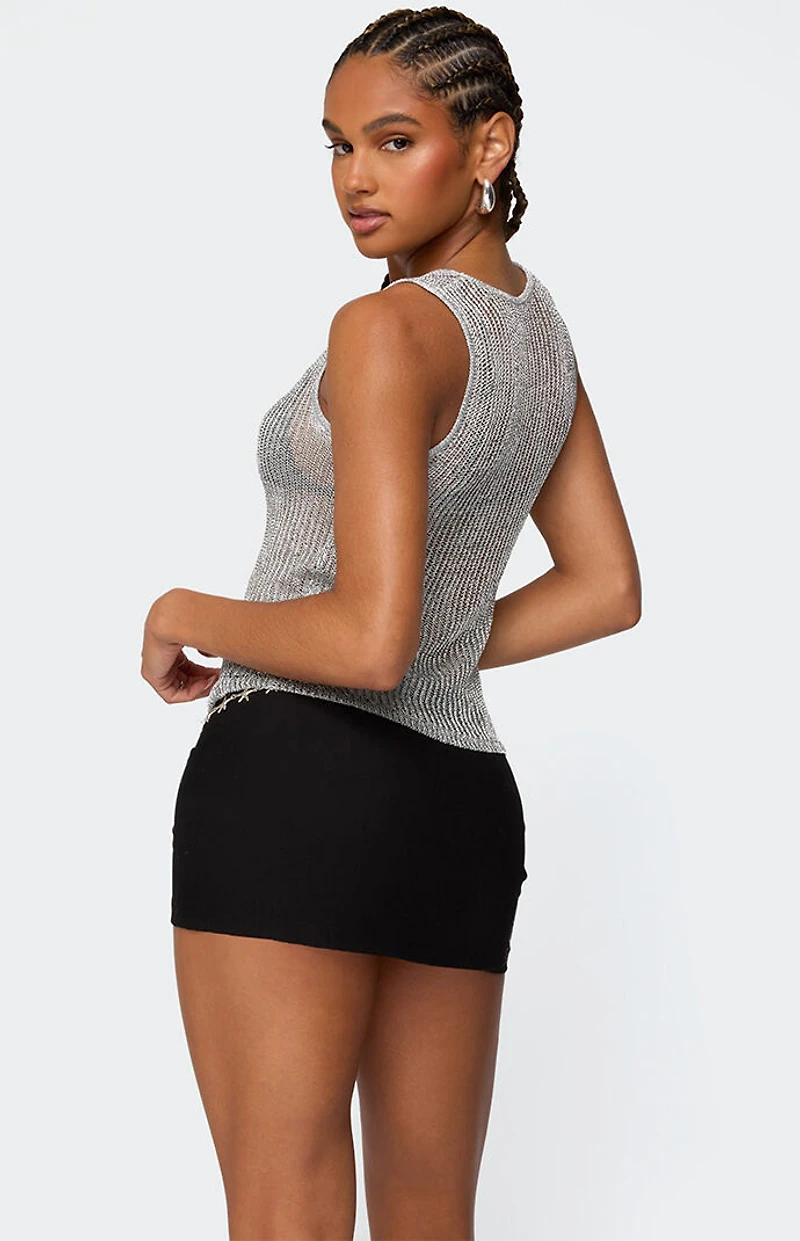 Edikted Amalya Shiny Sheer Knit Top