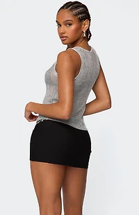 Edikted Amalya Shiny Sheer Knit Top