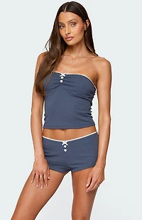 Edikted Isela Contrast Pointelle Tube Top