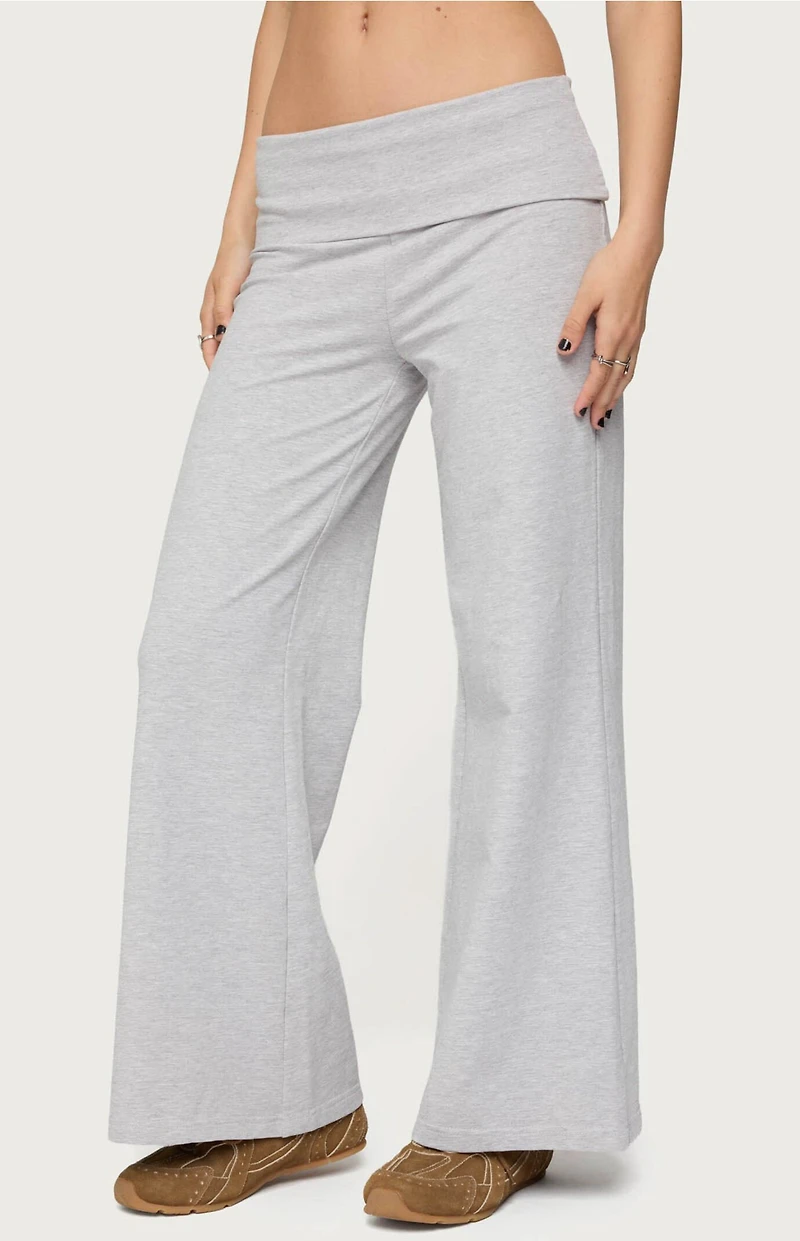 Edikted Petite Wide Leg Fold Over Pants