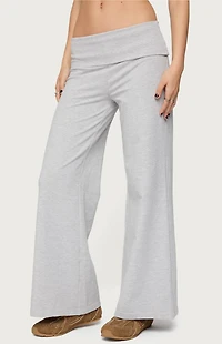 Edikted Petite Wide Leg Fold Over Pants