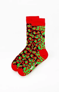 Awake NY x Happy Socks Red Leopard High Crew Socks