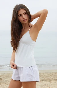 John Galt Light Blue Tiffany Bow Tank Top