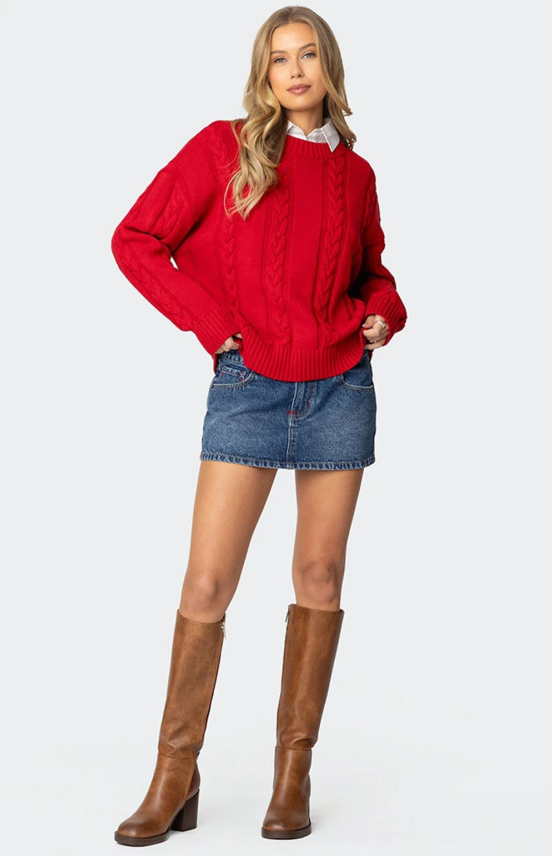 Edikted Acacia Oversized Cable Knit Sweater
