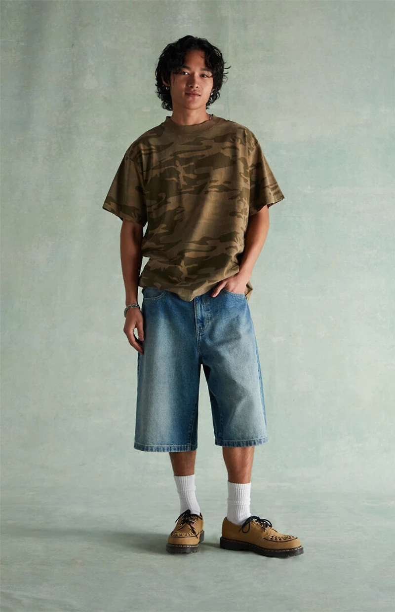 RARE DNM EDIT Tinted Medium Blue Extreme Baggy Denim Shorts