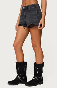 Edikted Fern Mid Rise Denim Shorts