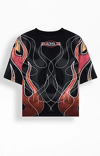 Von Dutch Logo Flame Cropped T-Shirt