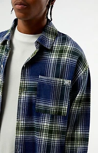 Pacsun Blue Plaid Long Sleeve Flannel Shirt