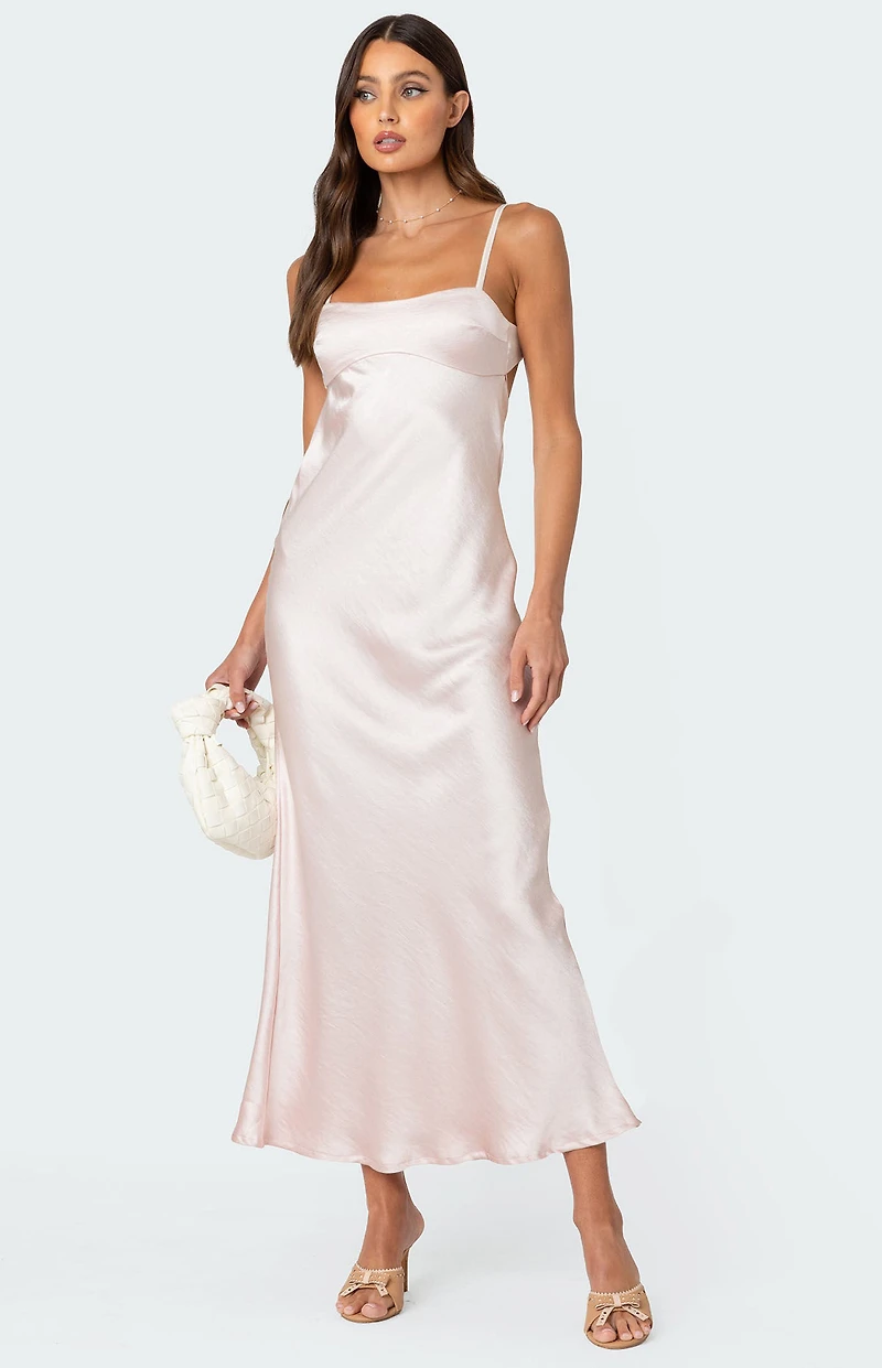 Edikted Vienna Open Back Satin Maxi Dress
