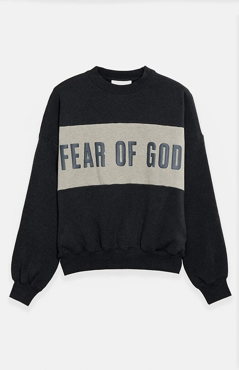 Fear of God ESSENTIALS Iron Grey Heather Paneled Cropped Relaxed Sweatshirt