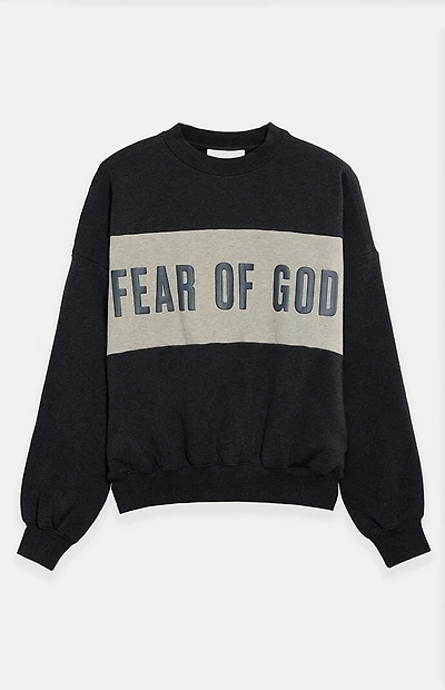 Fear of God ESSENTIALS Iron Grey Heather Paneled Cropped Relaxed Sweatshirt