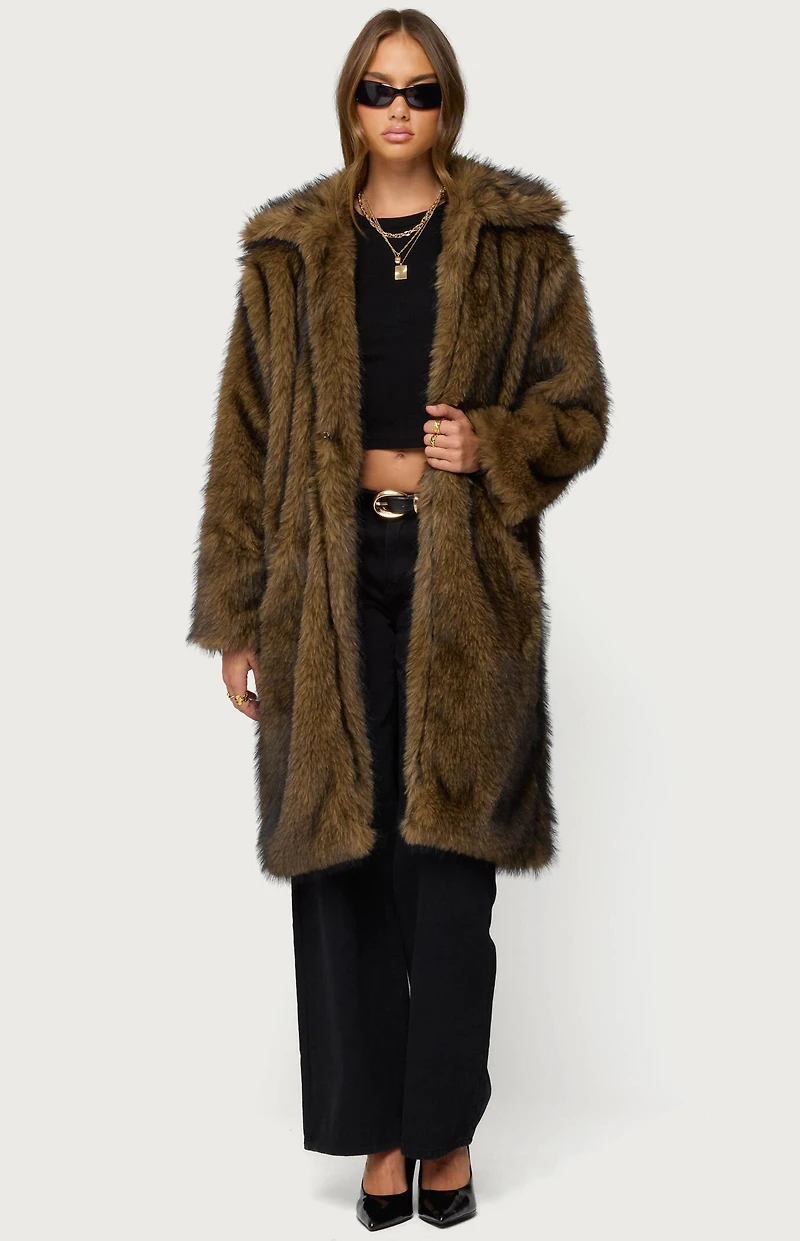 Edikted Saphira Oversized Faux Fur Maxi Coat