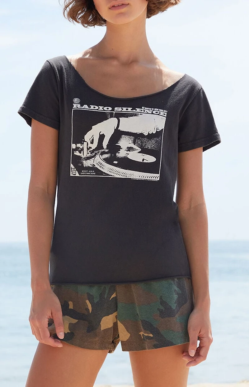 John Galt Black Robyn Radio Silence Short Sleeve Off-The-Shoulder Top