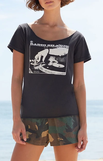 John Galt Black Robyn Radio Silence Short Sleeve Off-The-Shoulder Top