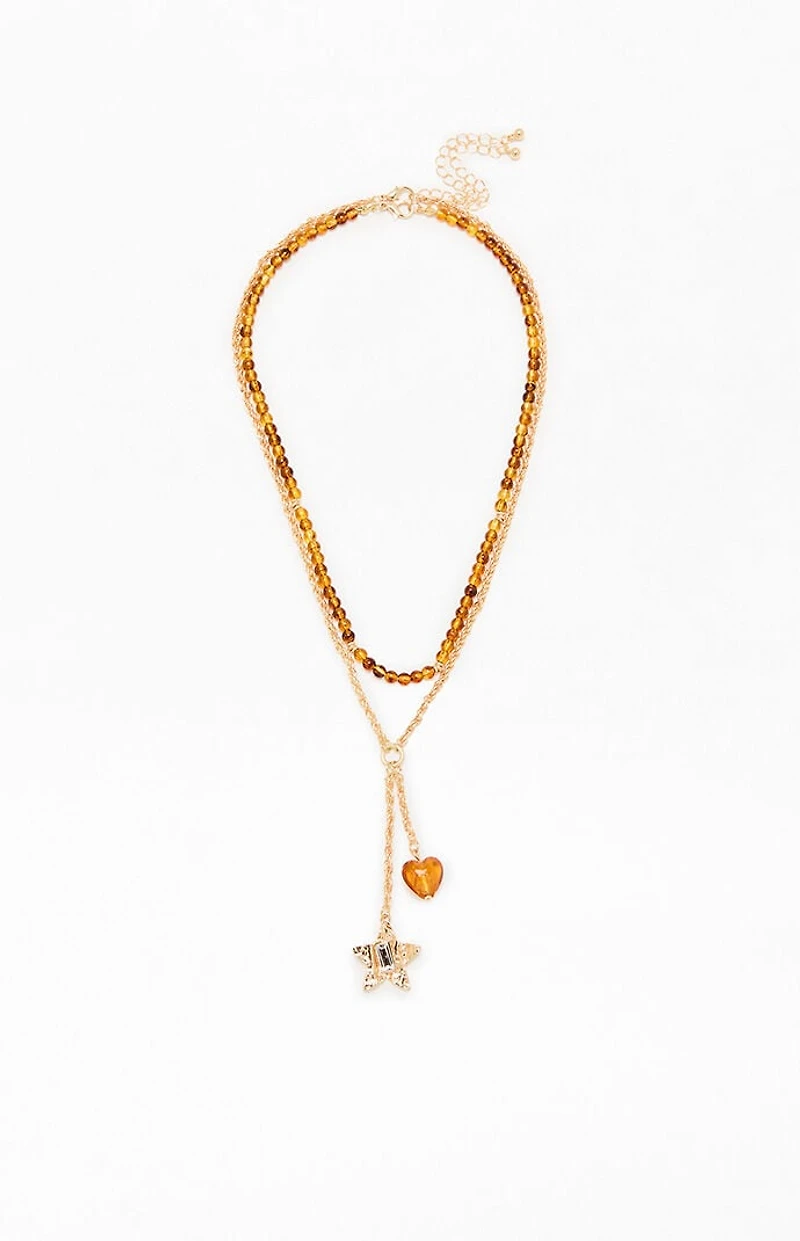 LA Hearts Raven Beaded Layered Necklace