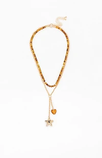 LA Hearts Raven Beaded Layered Necklace