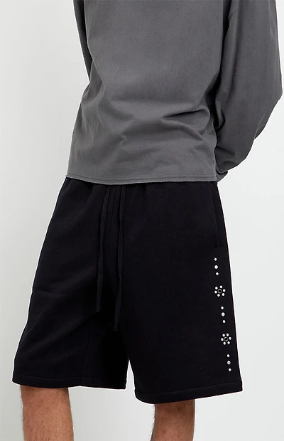 Pacsun Black Studded Fleece Baggy Sweat Shorts