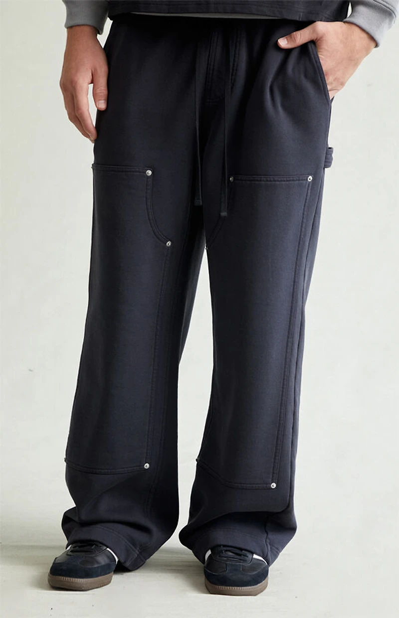 Pacsun Black Paneled Carpenter Fleece Extreme Baggy Sweatpants