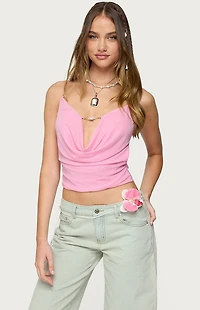 Edikted Beaded Deep Cowl Neck Backless Top