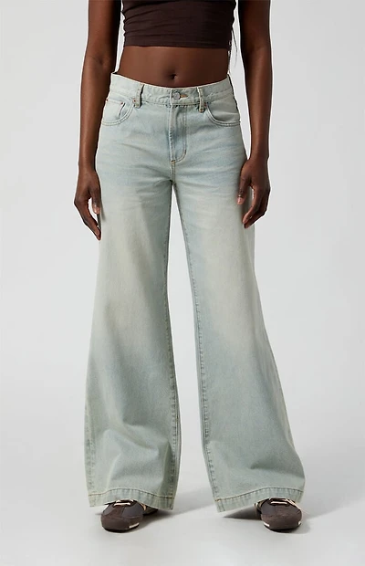 Pacsun Lena Low Rise Super Baggy Jeans Light Indigo Acid Wash