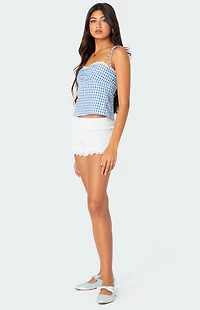 Edikted Tali Scrunch Lace Trim Shorts