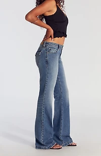 Pacsun Jade Low Rise Bootcut Jeans Button Pocket Medium Indigo