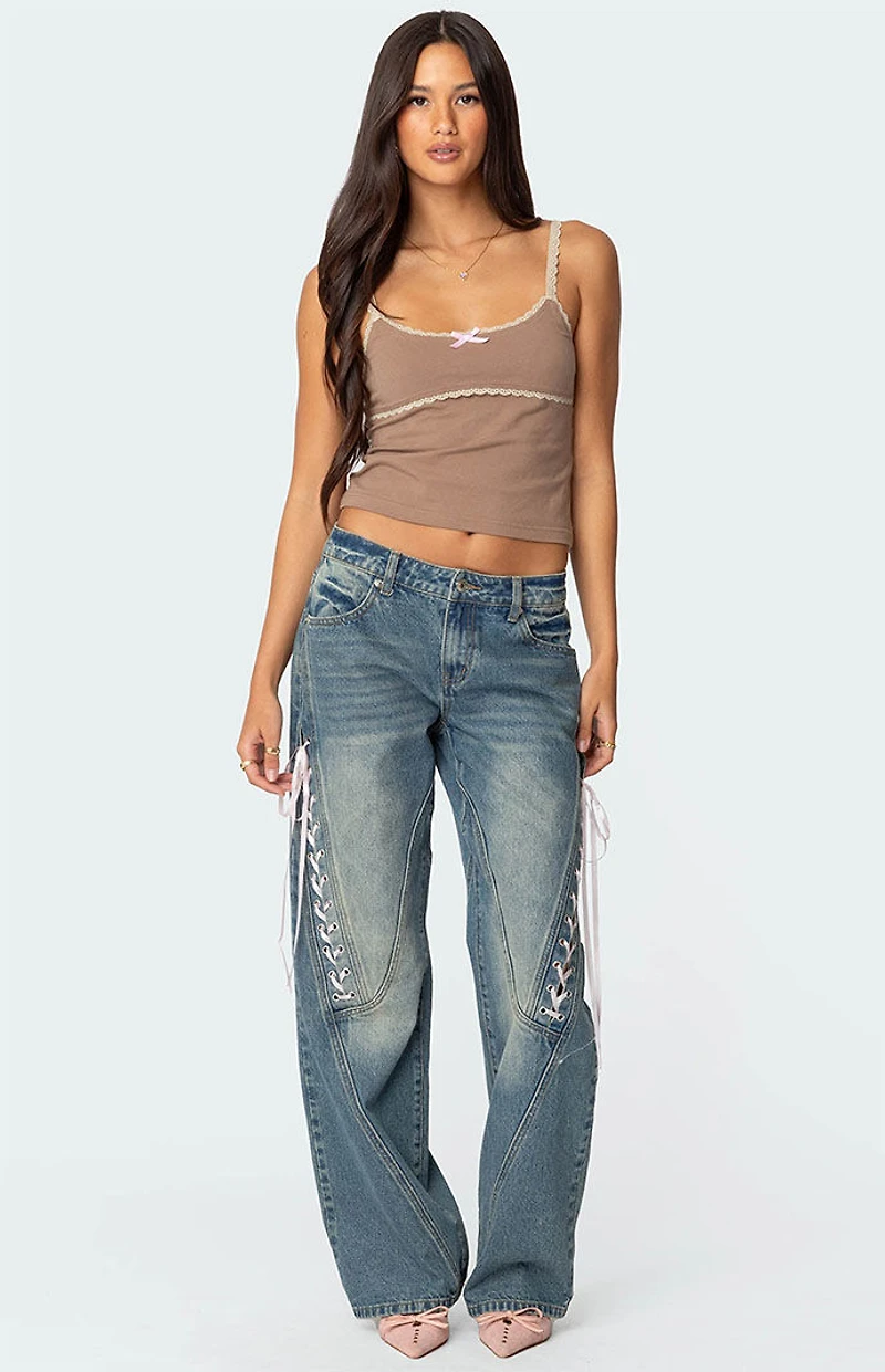 Edikted Elin Lace Trim Tank Top