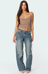 Edikted Elin Lace Trim Tank Top