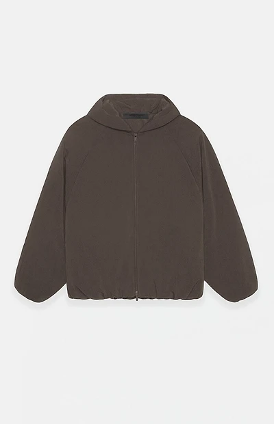 Fear of God ESSENTIALS Brown Brushed Yarn Hooded Bomber Jacket