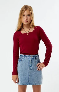 Pacsun Kids Heart Denim Mini Skirt